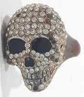 Clear Sparkling Rhinestone Skull Shaped Metal Ring