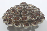 Vintage Circular Layered Brown Rhinestone Brooch Pin