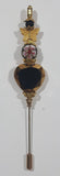 Vintage Butterfly Plastic Heart and Flower Themed Cloisonne Hat Golden Tone Metal Stick Pin