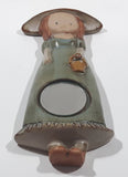 Girl Holding Basket Round Circular 1 7/8" Mirror 9 3/4" Tall Pottery Wall Figure Hanging