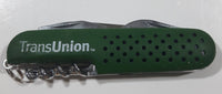 TransUnion Credit Green Folding Pocket Knife with Scissors Multi Tool One Blade Stuck