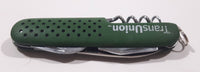 TransUnion Credit Green Folding Pocket Knife with Scissors Multi Tool One Blade Stuck