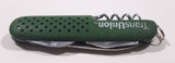 TransUnion Credit Green Folding Pocket Knife with Scissors Multi Tool One Blade Stuck