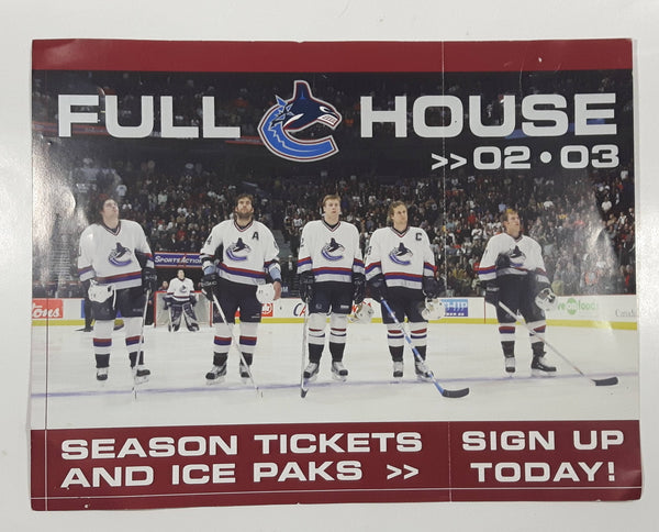 2002-03 NHL Vancouver Canucks Full House Season Tickets And Ice Paks Paper Advertising Form