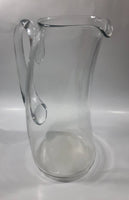 Unique Curved Shaped Heavy Clear Glass 10 1/2" Tall Water Pitcher Jug