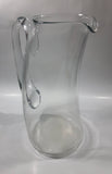 Unique Curved Shaped Heavy Clear Glass 10 1/2" Tall Water Pitcher Jug