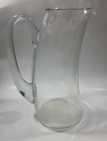 Unique Curved Shaped Heavy Clear Glass 10 1/2" Tall Water Pitcher Jug