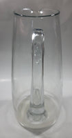 Unique Curved Shaped Heavy Clear Glass 10 1/2" Tall Water Pitcher Jug