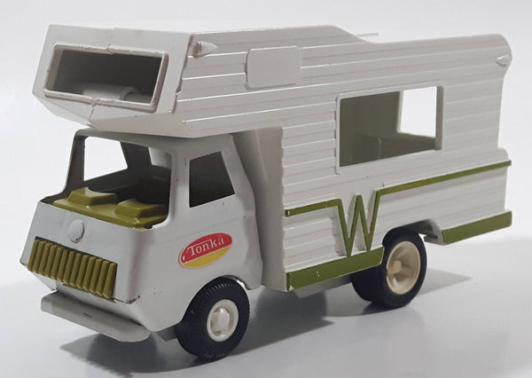 Vintage 1973 Tonka Winnebago White Camper Van RV Pressed Steel Toy Car Recreational Camping Vehicle Missing Windows