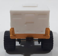 Vintage 1987 Remco 4x4 Pickup Truck RV Camper Hedman Hedders GoodYear Castrol Yellow and White Pressed Steel and Plastic Toy Car Vehicle