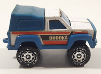 Vintage 1984 Buddy L Pickup Truck with Cap Blue and White Pressed Steel and Plastic Toy Car Vehicle