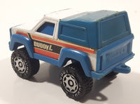 Vintage 1984 Buddy L Pickup Truck with Cap Blue and White Pressed Steel and Plastic Toy Car Vehicle