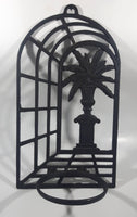 Cast Iron Palm Tree Themed 16 3/4" Tall Planter Flower Pot Holder Wall Hanging