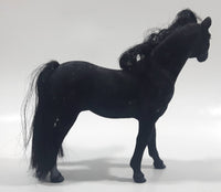 Felt Covered 6 3/4" Long Black Horse Figure