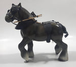 Vintage Dark Brown Molded Plastic 8" Long Clydesdale Horse Figurine with Harness