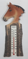 Bios Weather Carved Wood Horse Themed Thermometer Temperature Gauge 9" Tall