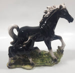 Vintage K-Mart Canada Limited Horse Mare or Stallion with Pony Hand Painted Black Porcelain Horse Figure 8 1/4" Long