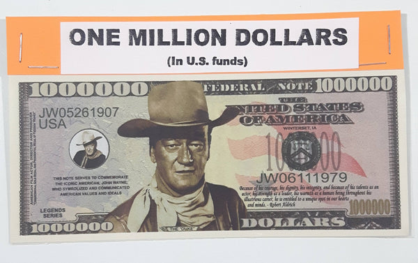 John Wayne 1,000,000 United States of America Novelty Paper Cash Money Note Token