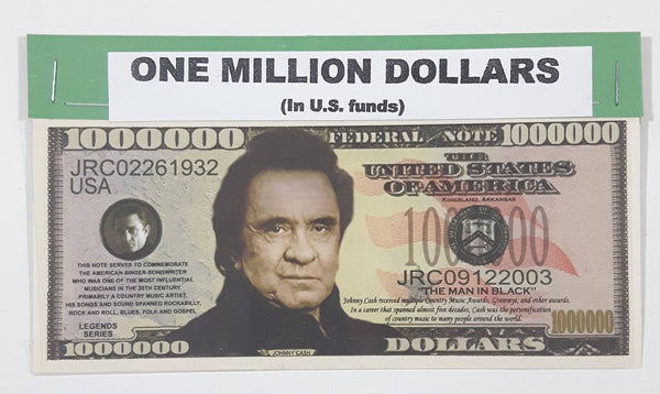 Johnny Cash 'The Man In Black' 1,000,000 United States of America Novelty Paper Cash Money Note Token