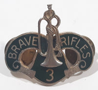 Vintage US Military Army 3rd Cavalry Regiment Brave Rifles Metal and Enamel Pin Badge Insignia