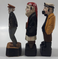 Hand Carved Hand Painted Wood Sailor Men 4 3/4" to 5" Tall Figures Set of 3