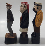 Hand Carved Hand Painted Wood Sailor Men 4 3/4" to 5" Tall Figures Set of 3
