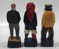 Hand Carved Hand Painted Wood Sailor Men 4 3/4" to 5" Tall Figures Set of 3
