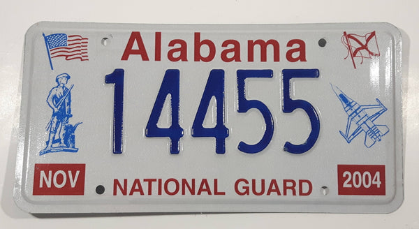 2004 Alabama National Guard Blue Letters White Metal License Plate Tag 14455