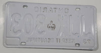 Vintage 1973 Ontario Keep It Beautiful Blue Letters White Metal License Plate Tag JJX 303