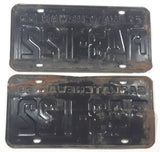 Vintage 1960 Saskatchewan White Letters Black Metal Farm License Plate Tag 43122 Set of 2