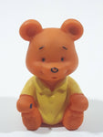 Brown Bear in Yellow Jacket 2 1/2" Tall Toy Figure Made in Hong Kong