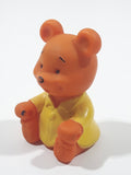 Brown Bear in Yellow Jacket 2 1/2" Tall Toy Figure Made in Hong Kong