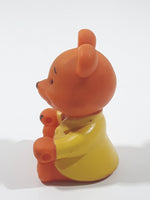 Brown Bear in Yellow Jacket 2 1/2" Tall Toy Figure Made in Hong Kong