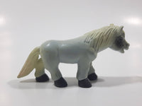 Jasman Grey and White 2 7/8" Long PVC Toy Horse Figure