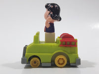 Vintage 1989 Peanuts Gang Pop Mobiles United Features Syndicate Lucy Van Pelt Green Plastic Toy Car Vehicle McDonald's Happy Meals Not Working Missing Rear Tires