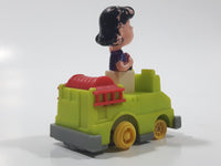 Vintage 1989 Peanuts Gang Pop Mobiles United Features Syndicate Lucy Van Pelt Green Plastic Toy Car Vehicle McDonald's Happy Meals Not Working Missing Rear Tires