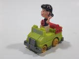 Vintage 1989 Peanuts Gang Pop Mobiles United Features Syndicate Lucy Van Pelt Green Plastic Toy Car Vehicle McDonald's Happy Meals Not Working Missing Rear Tires