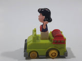 Vintage 1989 Peanuts Gang Pop Mobiles United Features Syndicate Lucy Van Pelt Green Plastic Toy Car Vehicle McDonald's Happy Meals Not Working Missing Rear Tires