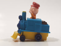 1989 Peanuts Charlie Brown Cartoon Character in Pullback Motorized Friction Toy Train Vehicle McDonald's Happy Meal Not Working Missing Rear Tires