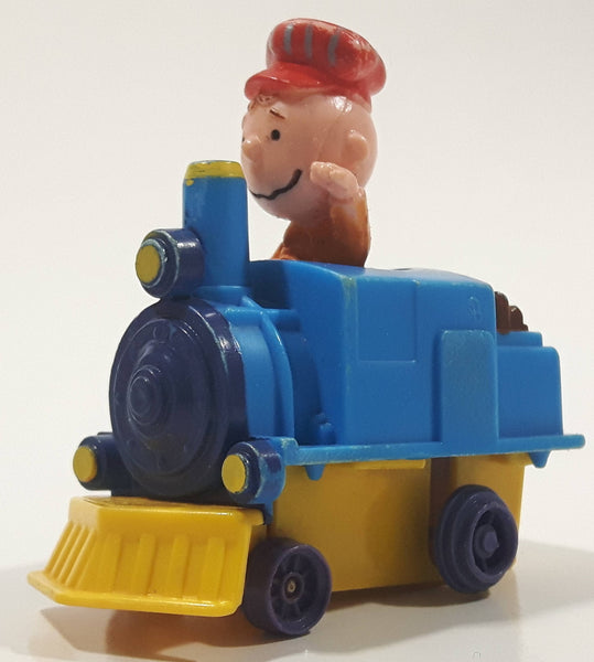 1989 Peanuts Charlie Brown Cartoon Character in Pullback Motorized Friction Toy Train Vehicle McDonald's Happy Meal Not Working Missing Rear Tires