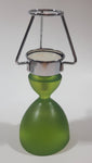 Green Glass Based Metal Top Tea Light Candle Holder 5 3/4" Tall