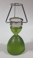 Green Glass Based Metal Top Tea Light Candle Holder 5 3/4" Tall