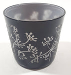 Black Engraved Flowers Glass 2 1/2" Tall Candle Holder