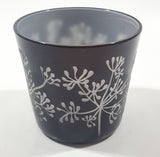 Black Engraved Flowers Glass 2 1/2" Tall Candle Holder