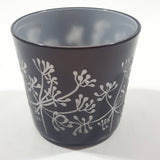 Black Engraved Flowers Glass 2 1/2" Tall Candle Holder