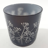 Black Engraved Flowers Glass 2 1/2" Tall Candle Holder