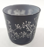 Black Engraved Flowers Glass 2 1/2" Tall Candle Holder