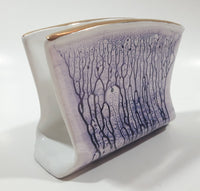 Lavorato A Mano Purple and White Gold Trim Ceramic Napkin Holder