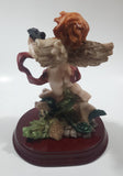 Ave Maria Angel with Harp 6 1/4" Tall Resin Figure on Wood Base