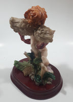 Ave Maria Angel with Harp 6 1/4" Tall Resin Figure on Wood Base